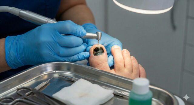 black nail foot treatment, black toenail